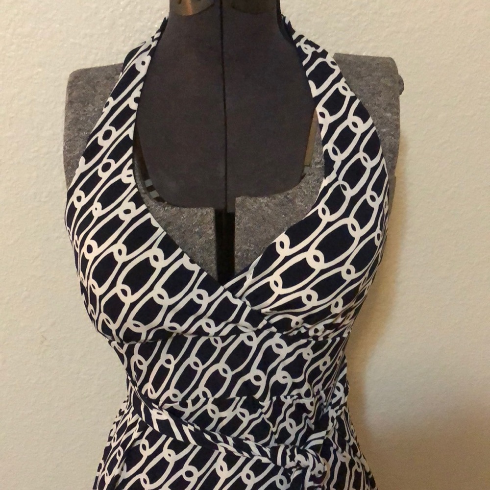 Navy/white halter dress